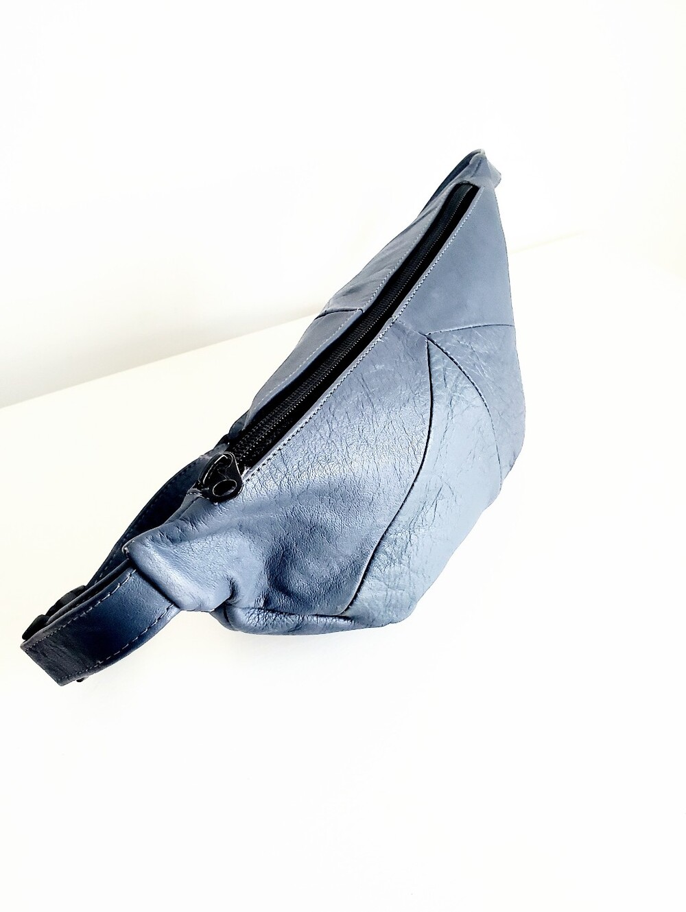 Stylish Blue Leather Waist Bag